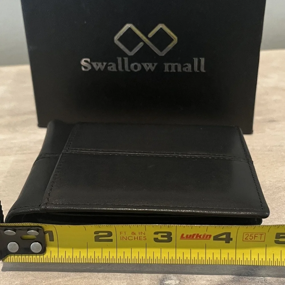 Swallow Mall Black Leather Wallet With RFID Secure Technology‎